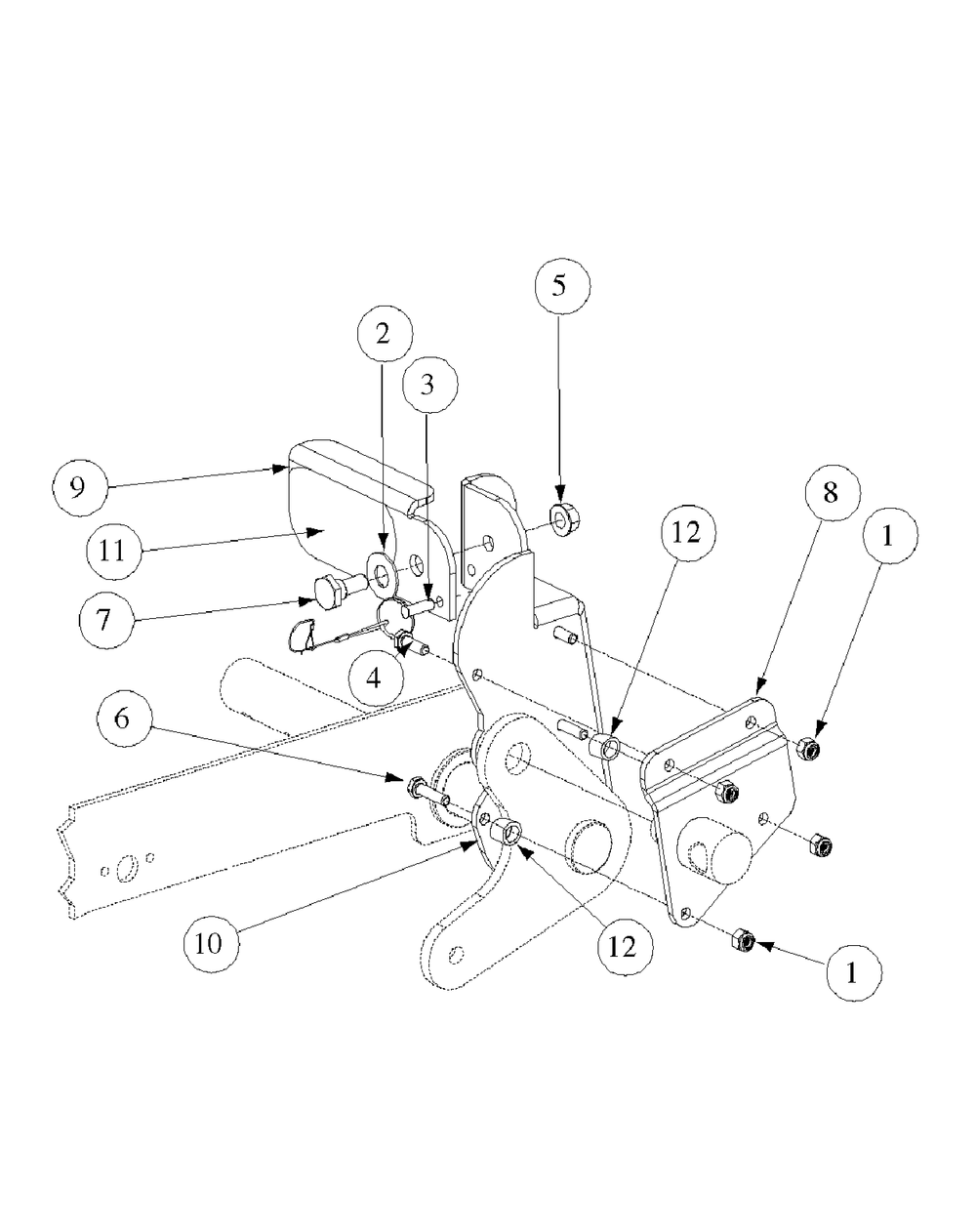 Foot Pedal Deck Lift Assembly Diagram and Parts List for M54-KW 53CB5DBW750-23HP-OHV Cub Cadet Lawn Tractor
